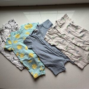 Baby Shortie Rompers - Blue, Yellow, Gray, Cream